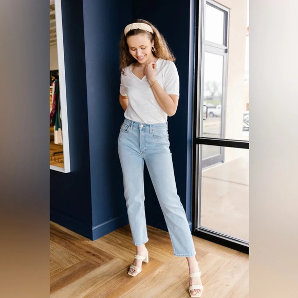 RE/DONE 70S STOVE PIPE Jeans in RIVER FADE size 25 - Picture 3 of 16